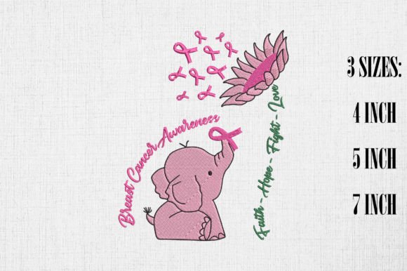 Breast Cancer Sunflower Pink Elephant