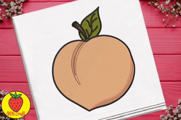 Cute Peaches and Leaves: A Seasonal Embroidery Gem
