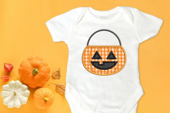 Halloween Pumpkin Pail Applique