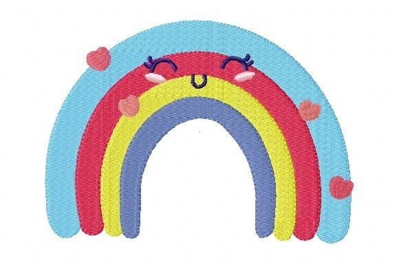 Smiley Face Boho Rainbow with Hearts